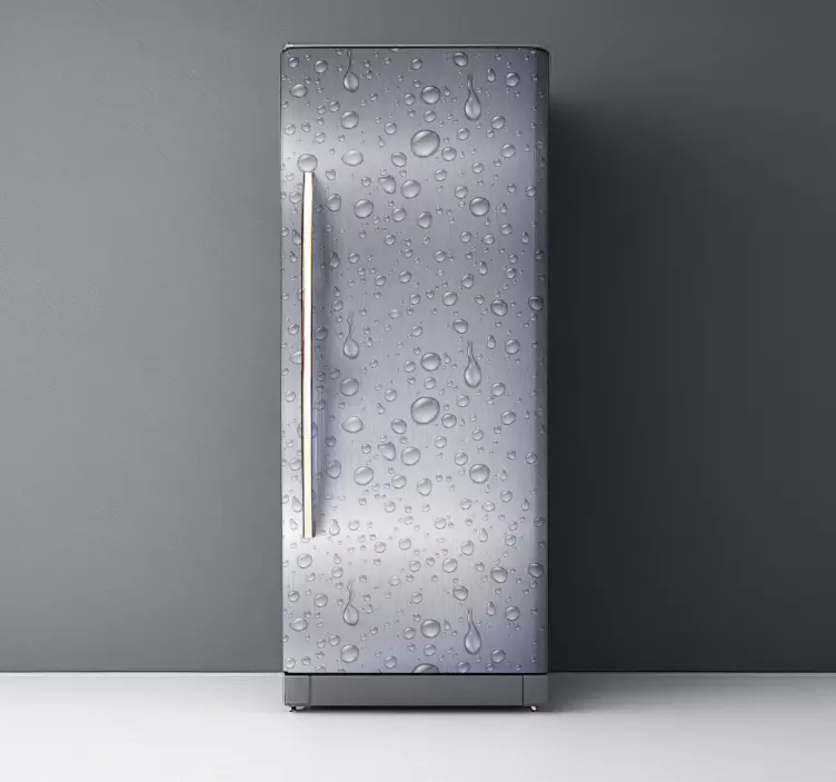 Vinilinis pilkšvos tekstūros audinys su lašeliais šaldytuvo lipdu - „Tenstickers“