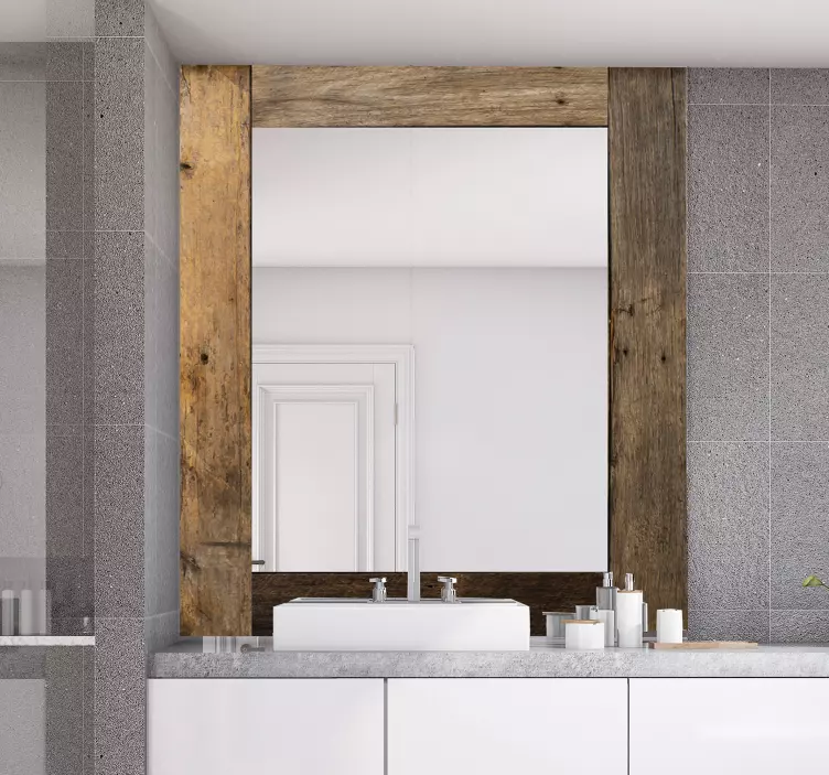 Derliaus medienos faktūros veidrodžio lipdukas - „Tenstickers“