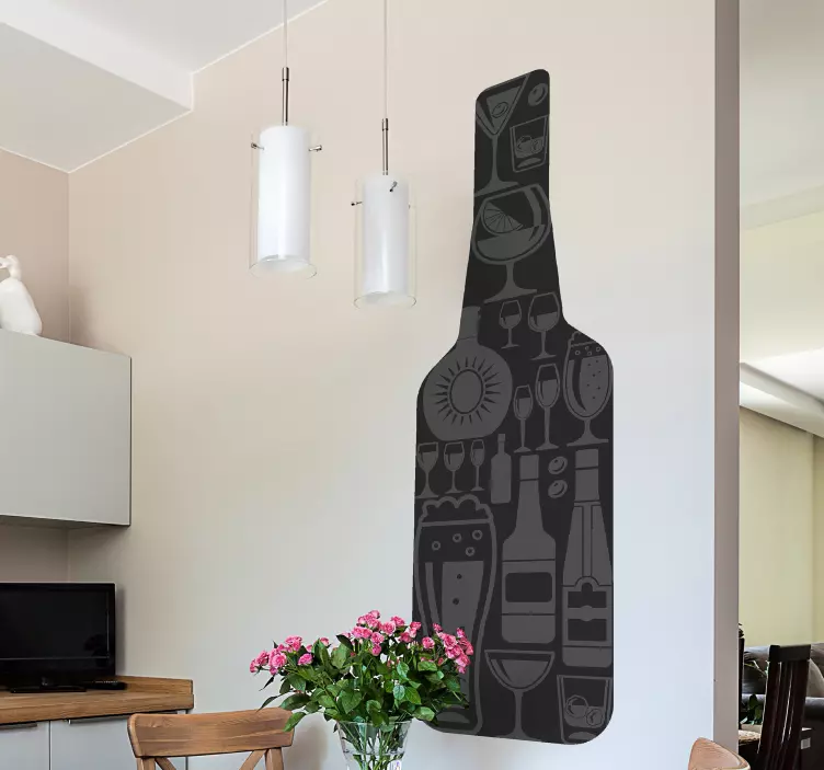 Vyno butelio su kokteiliais gėrimo lipdukas - „Tenstickers“