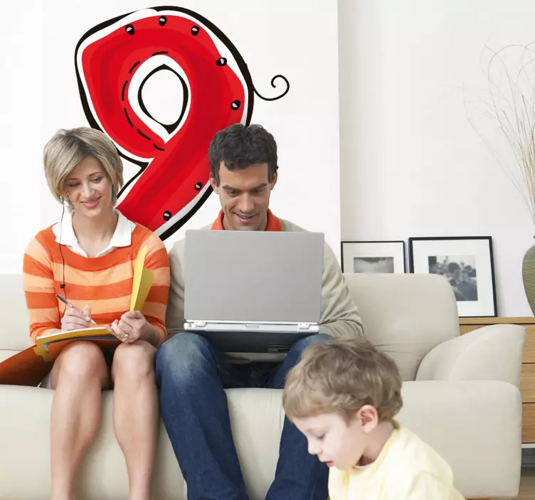 žaismingas skaičius devyni gyvūnų lipdukas - „Tenstickers“