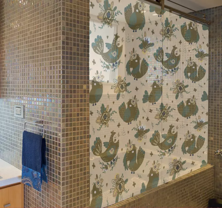 žavingi paukščių raštai dušo lipdukas - „Tenstickers“