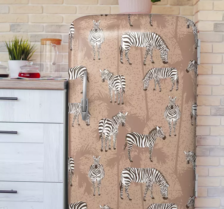Zebro ir delnų rudos spalvos šaldytuvo lipdukas - „Tenstickers“