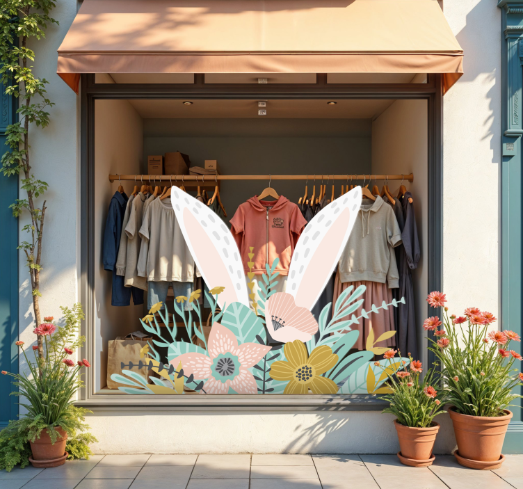 Zuikio ausys ir augalai lipdukas vitrinoms - „Tenstickers“