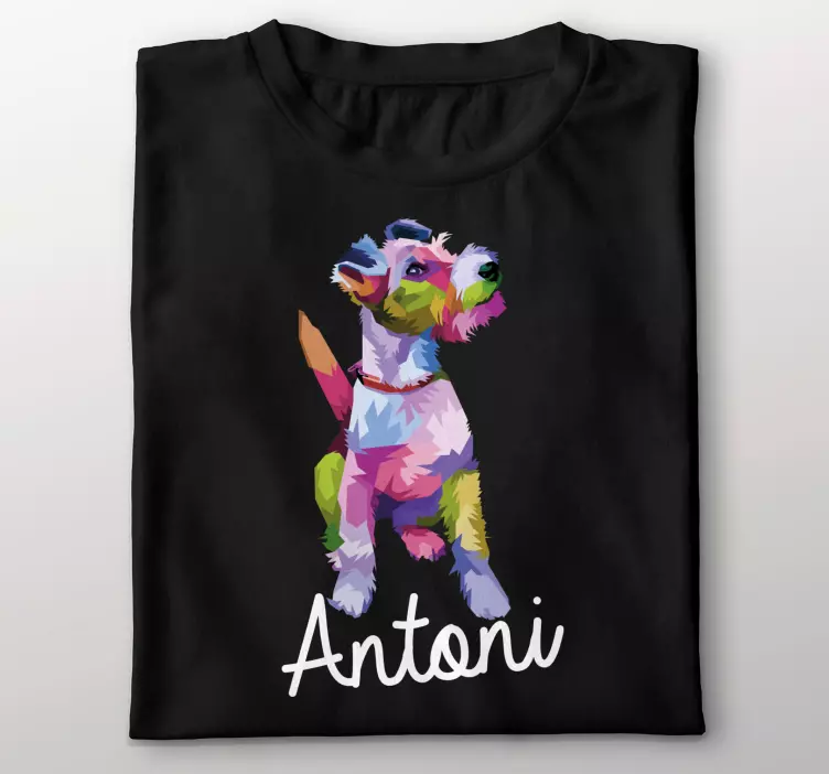 Geometrinių-foksterjerų marškinėliai su pavadinimu - „Tenstickers“