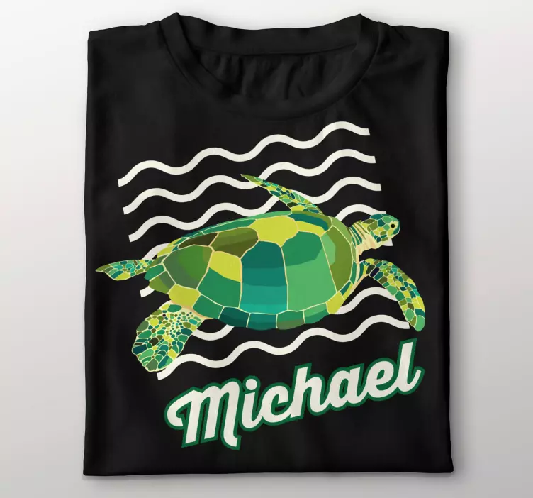 Geometriniai gyvūnai vėžlių marškinėliai su pavadinimu - „Tenstickers“