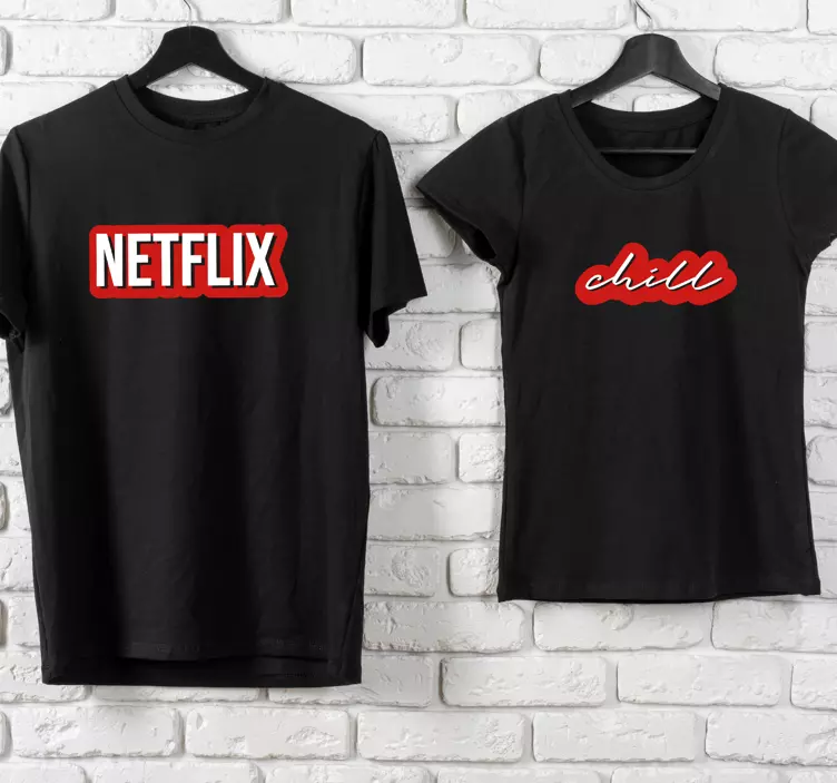 „netflix“ ir „chill“ poros marškinėliai - „Tenstickers“