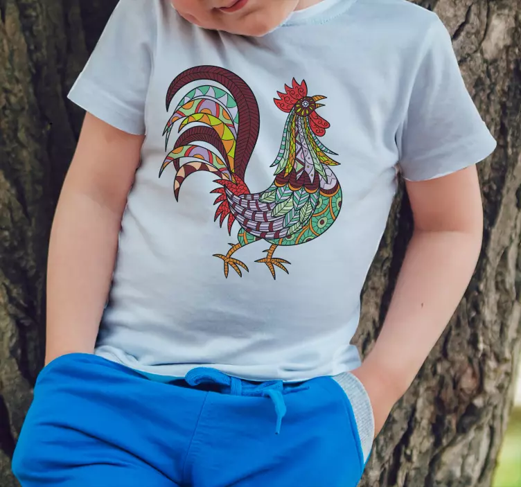 Rankomis piešti etniniai vištienos marškinėliai - „Tenstickers“