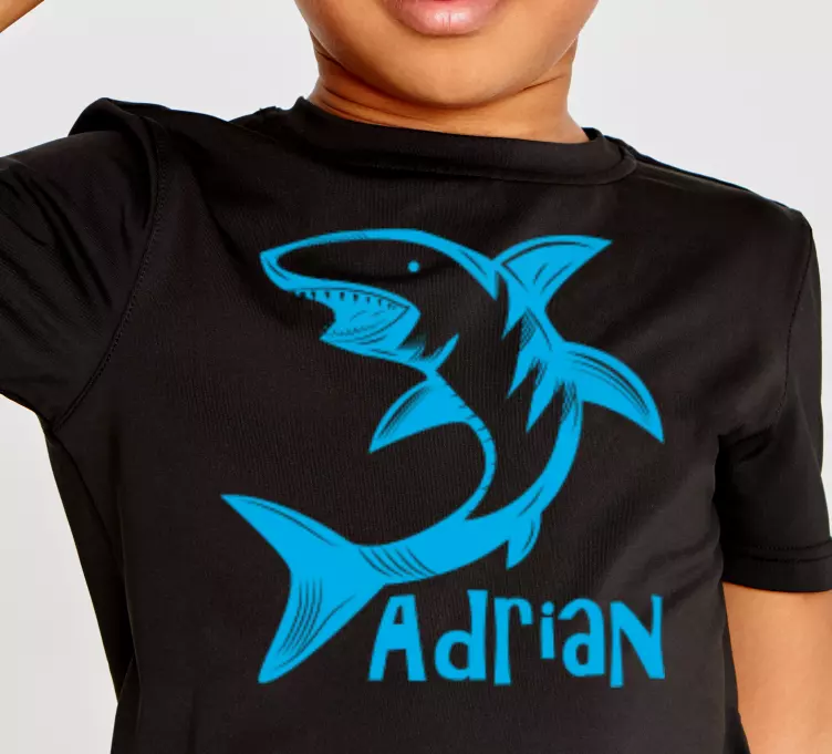 Ryklio siluetas su vardiniais vaikų marškinėliais - „Tenstickers“