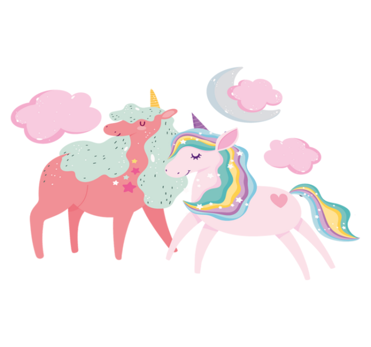 Gyvūnų vinilo kilimėlis mažas vienaragis su kumelė. - „Tenstickers“