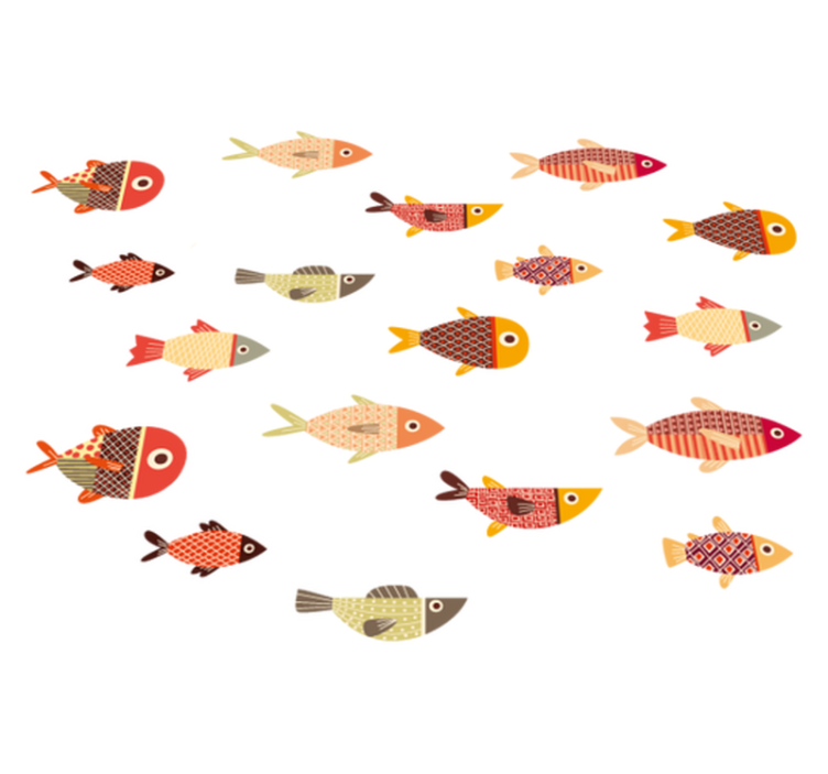 Gyvūnų vinilo kilimėlis su apvaliais spalvotais žuvimis - „Tenstickers“