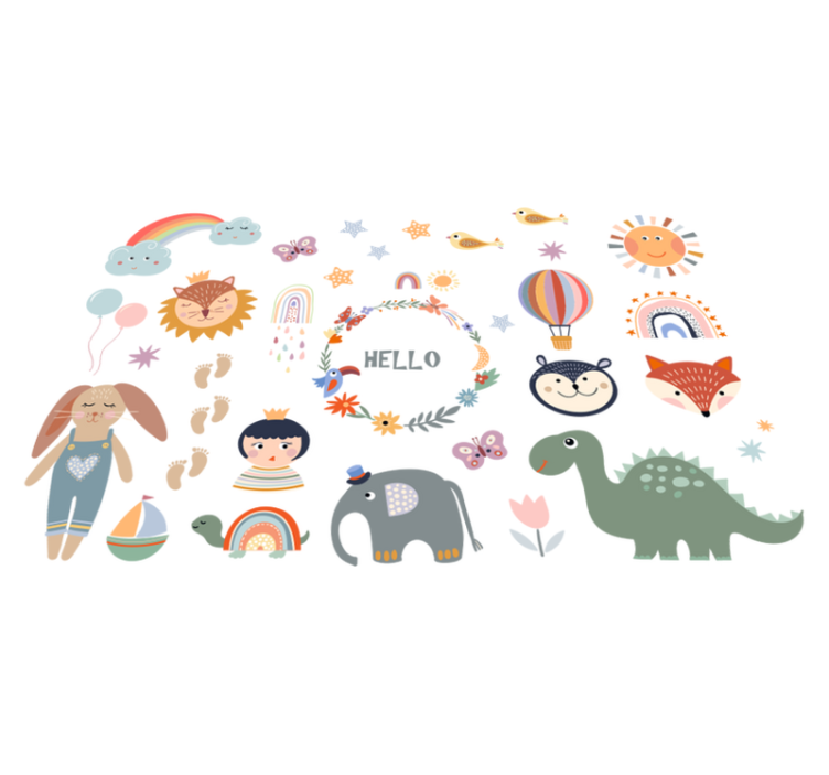 Gyvūnų vinilo kilimėlis vaikams su gėlių motyvais - „Tenstickers“