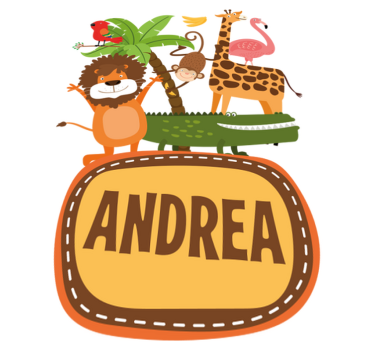 Gyvūnų vinilo kilimėlis džiunglių medžių gyvūnai su vardais - „Tenstickers“