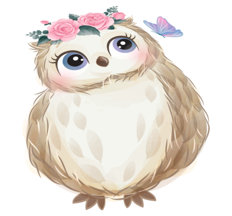 Gyvūnų vinilo kilimėlis kūdikio pelėdos ir gėlių - „Tenstickers“