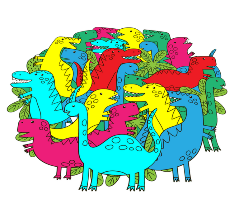 Gyvūnų vinilo kilimėlis su spalvingu dinozauru vaikams - „Tenstickers“