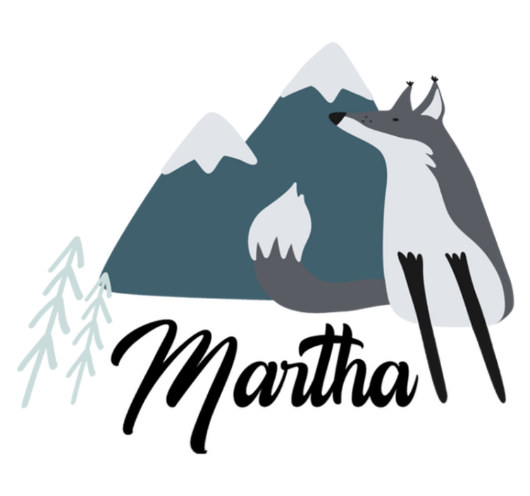 Gyvūnų vinilo kilimėlis Šiaurės sniego lapė su vardu - „Tenstickers“