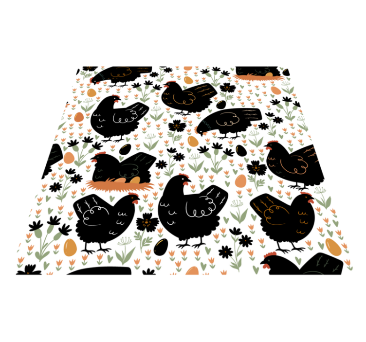 Gyvūnų vinilo kilimėlis su juodai baltomis vištomis - „Tenstickers“
