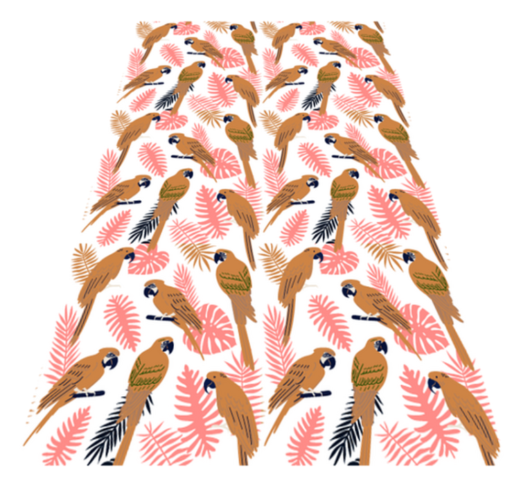 Gyvūnų vinilo kilimėlis su oranžiniais papūgais ir rožėmis - „Tenstickers“