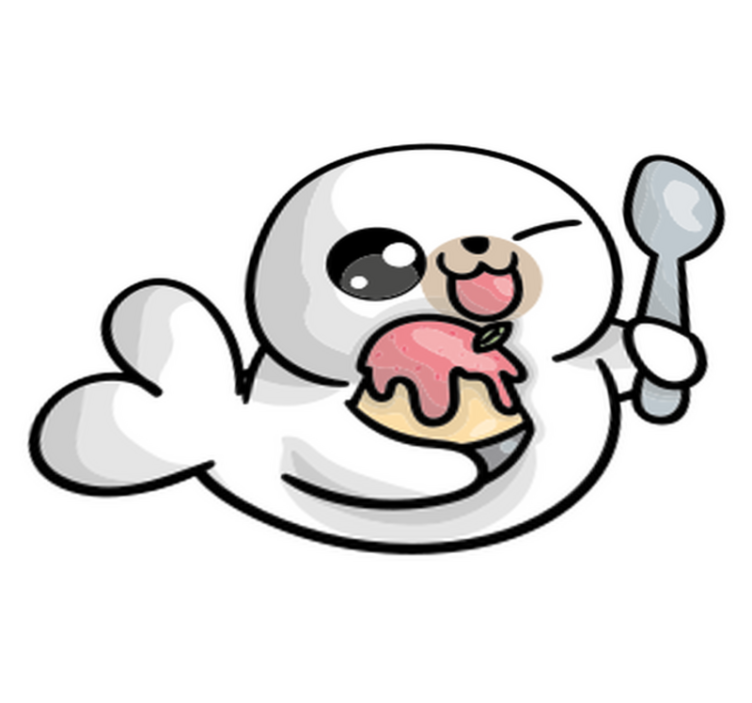 Gyvūnų vinilo kilimėlis anime kūdikio ruoniui - „Tenstickers“