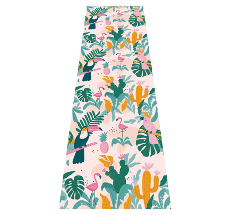 Gyvūnų vinilo kilimėlis žaliems paukščiams ant rožinio fono - „Tenstickers“