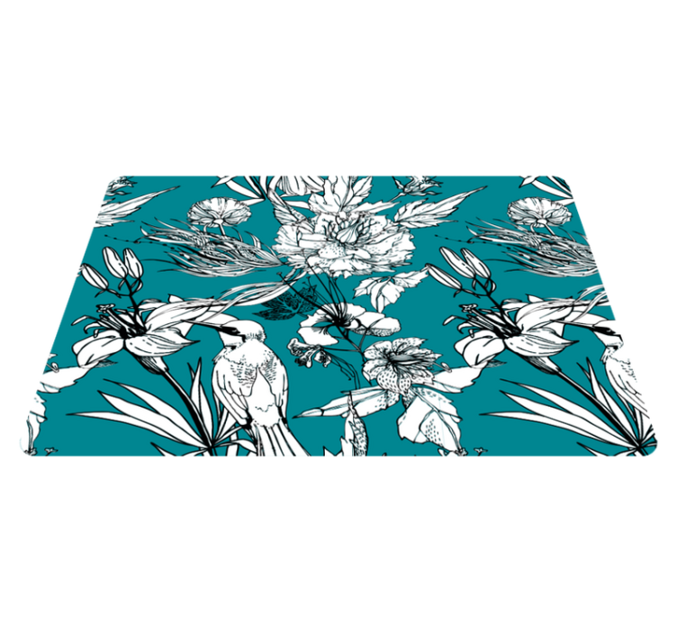 Gyvūnų vinilo kilimėlis su elegantiška balta paukščių raštu - „Tenstickers“