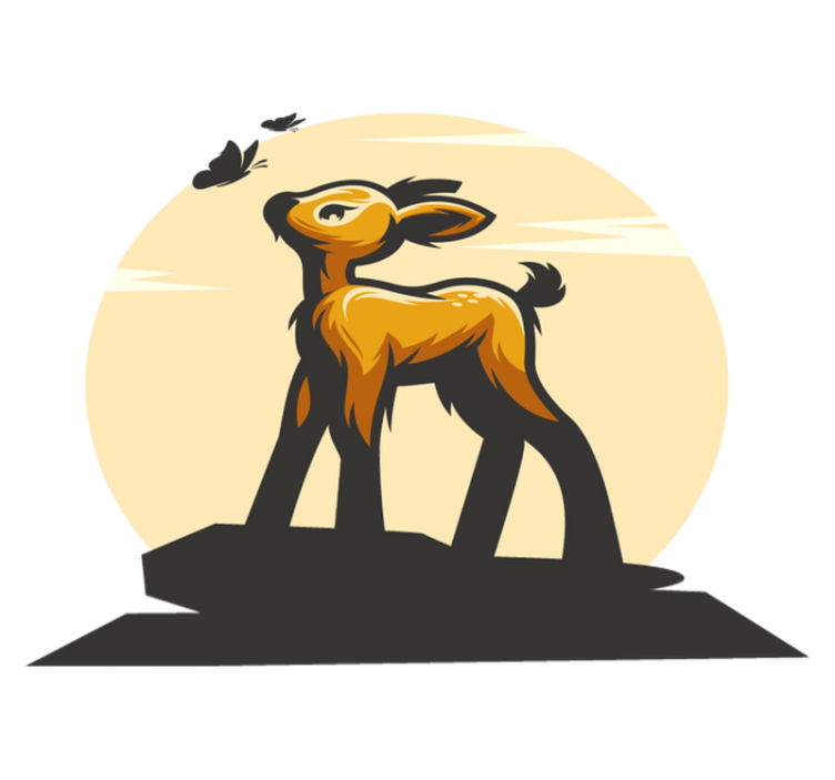 Gyvūnų vinilo kilimėlis elnias ir drugeliai - „Tenstickers“