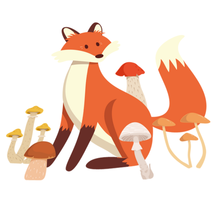 Gyvūnų vinilo kilimėlis su žaisminga lapės iliustracija - „Tenstickers“