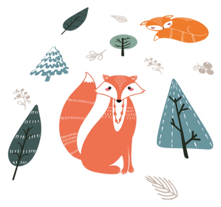 Gyvūnų vinilo kilimėlis Žaismingų lapės dizainų - „Tenstickers“