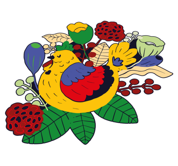 Gyvūnų vinilo kilimėlis spalvingų paukščių gėlėmis - „Tenstickers“