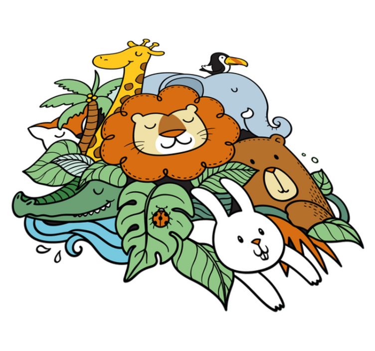 Gyvūnų vinilo kilimėlis Žaisminga gyvūnų scena - „Tenstickers“