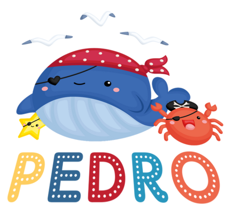 Gyvūnų vinilo kilimėlis mielas piratų banginys - „Tenstickers“