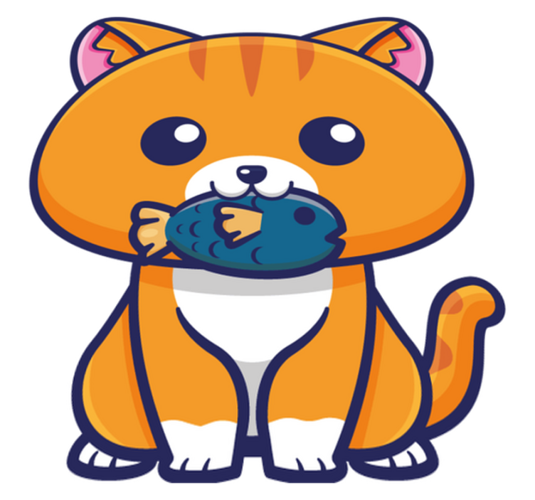 Gyvūnų vinilo kilimėlis mielas katinas su žuvimi - „Tenstickers“