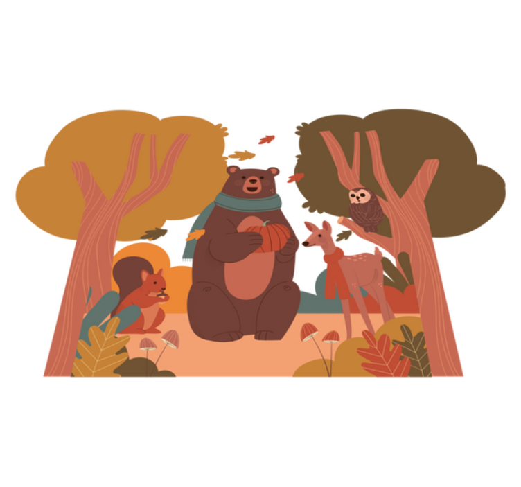 Gyvūnų vinilo kilimėlis rudeniniai miško gyvūnai - „Tenstickers“