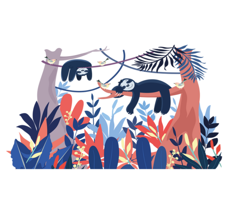 Gyvūnų vinilo kilimėlis Žaismingų tinginių scena - „Tenstickers“