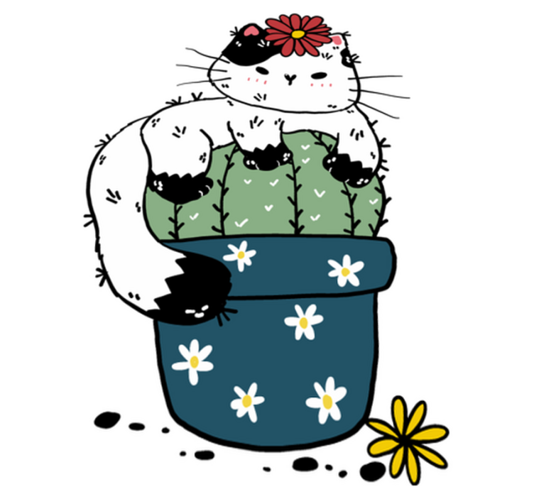 Gyvūnų vinilo kilimėlis Žaismingas katinas kaktusas - „Tenstickers“