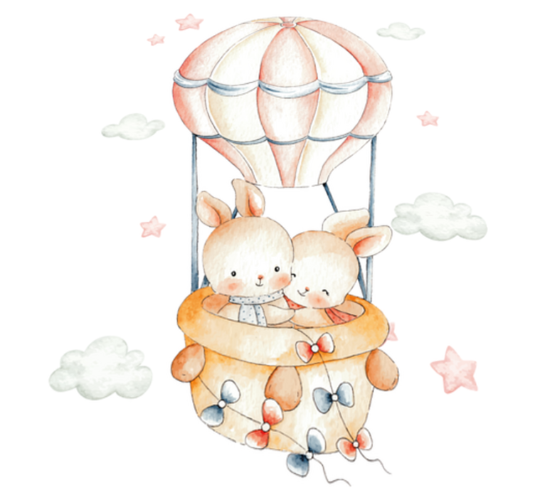 Gyvūnų vinilo kilimėlis su pastelinių triušių balionais - „Tenstickers“