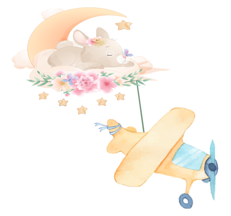 Gyvūnų vinilo kilimėlis su zuikiu miegant ant mėnulio - „Tenstickers“