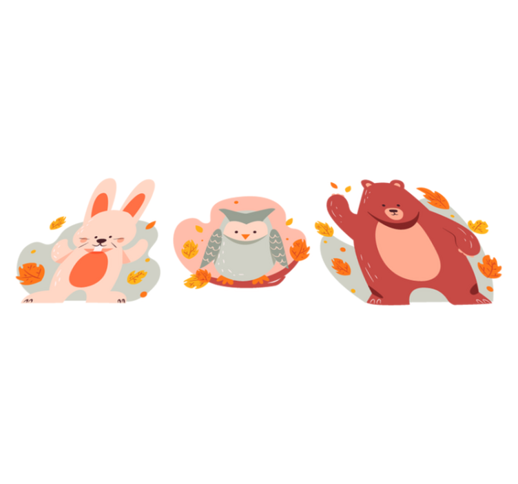 Gyvūnų vinilo kilimėlis lokys ir miško triušiai - „Tenstickers“