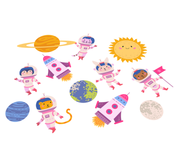 Gyvūnų vinilo kilimėlis su astronautais ir raketa - „Tenstickers“