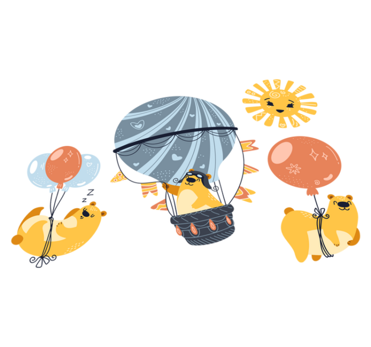 Gyvūnų vinilo kilimėlis su gyvūnais ant balionų - „Tenstickers“