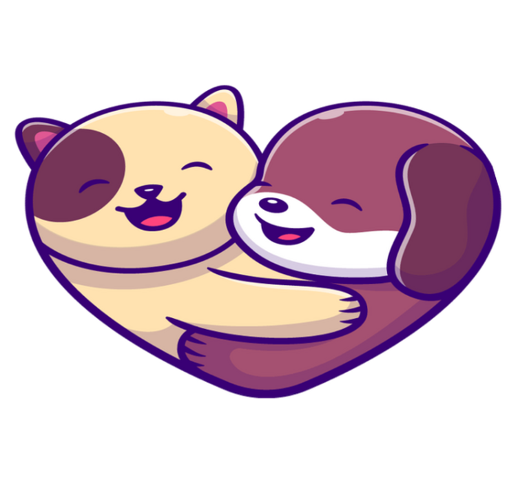 Gyvūnų vinilo kilimėlis mielų gyvūnų apkabinimas - „Tenstickers“