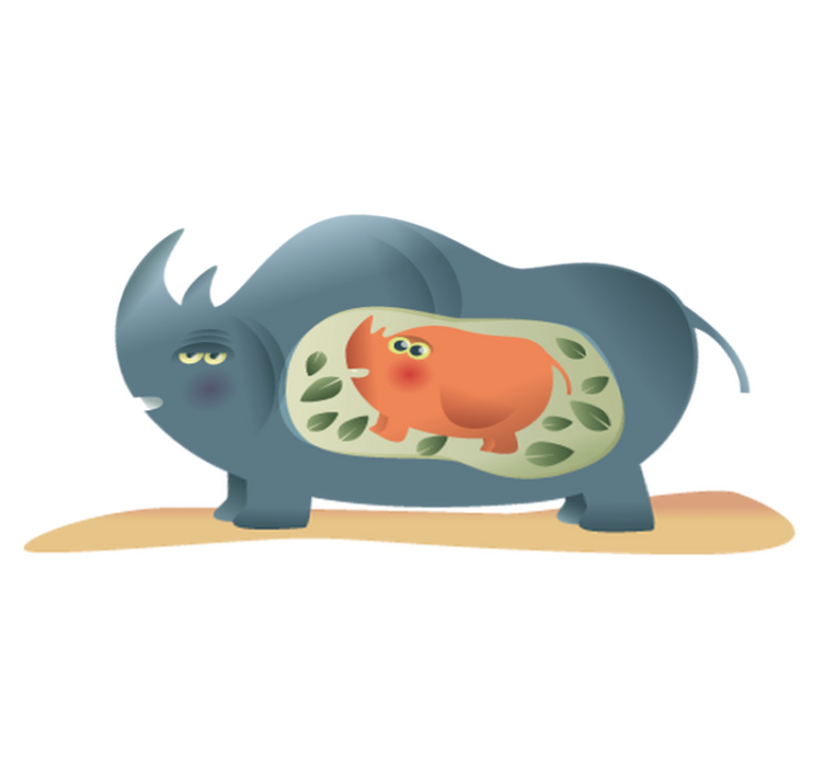 Gyvūnų vinilo kilimėlis su nėščia raganosiu mama - „Tenstickers“