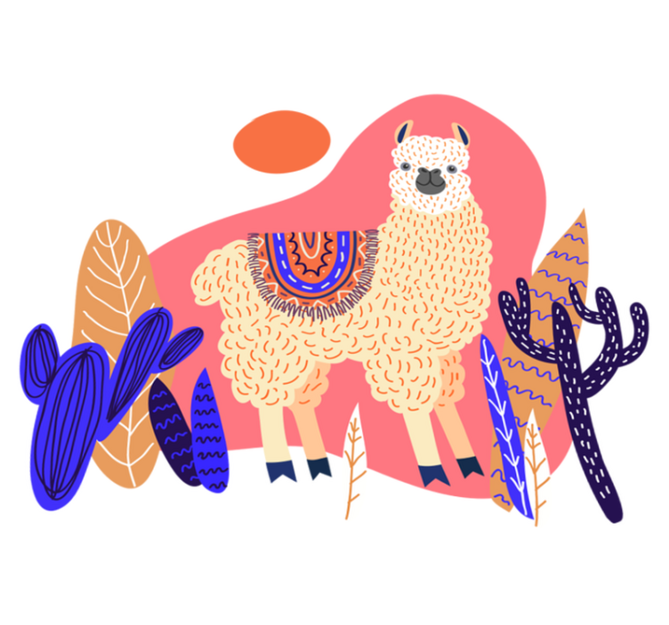 Gyvūnų vinilo kilimėlis peruviška lama ir kaktusas - „Tenstickers“