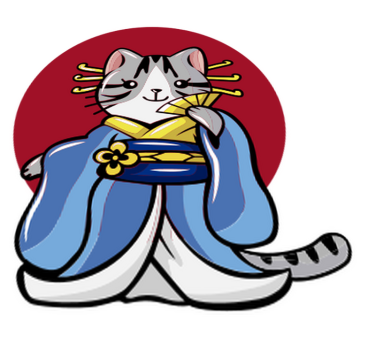 Gyvūnų vinilo kilimėlis su japonų dekoratyvine kate - „Tenstickers“