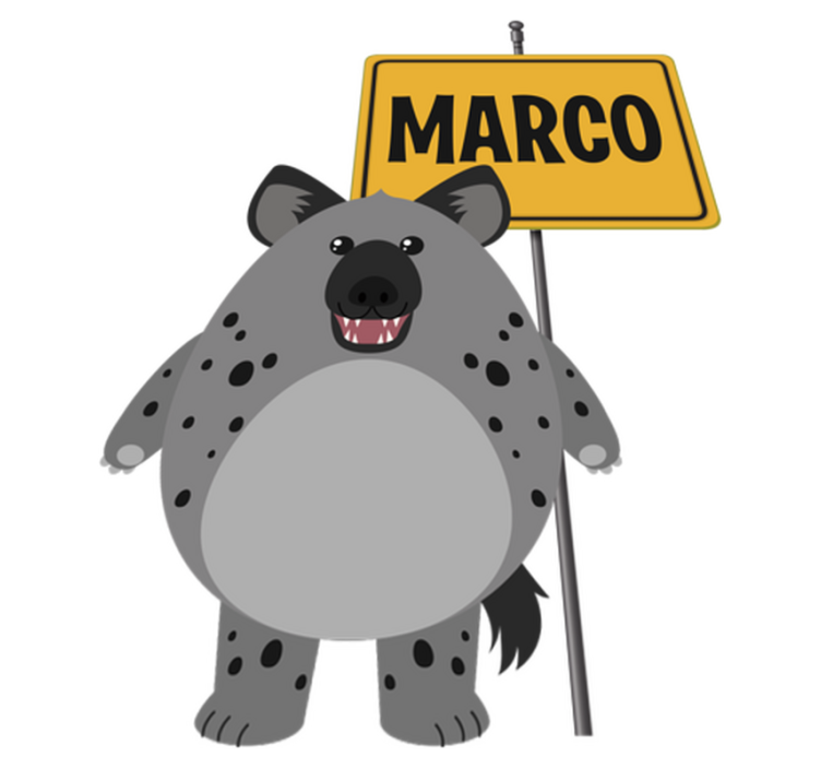 Gyvūnų vinilo kilimėlis su hiena vardu - „Tenstickers“