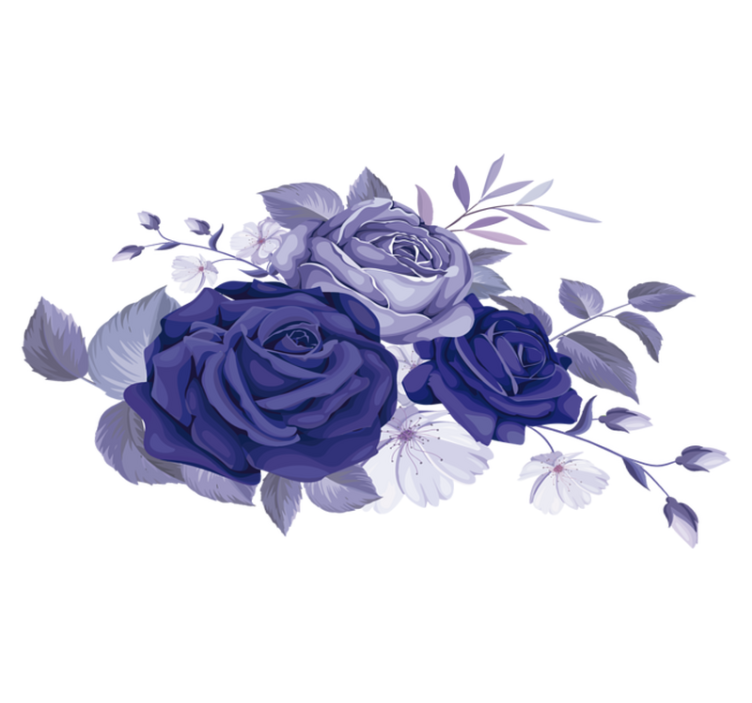 Gėlių rašto kilimėlis elegantiški violetiniai rožės - „Tenstickers“