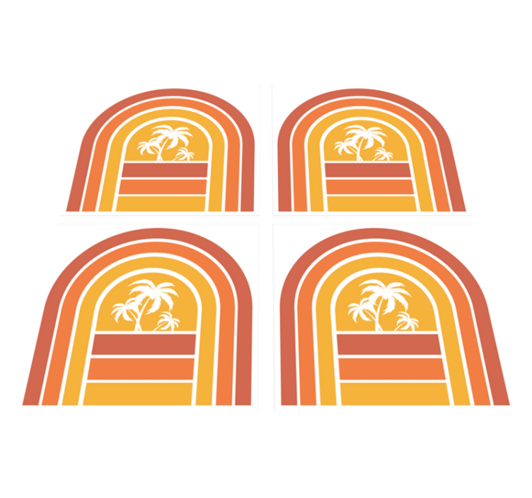Gamtos vinilinis kilimas retro saulėlydis ir palmės - „Tenstickers“