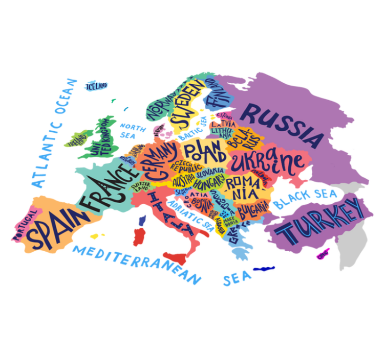 Vaikų vinilinė kilimėlė europos žemėlapis - „Tenstickers“