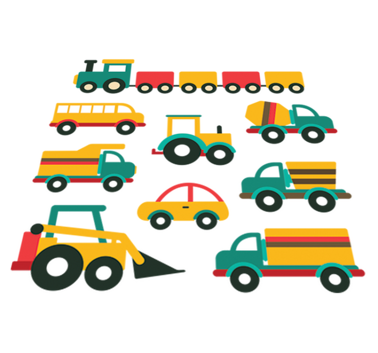 Vaikų vinilinė kilimėlė spalvingi automobiliai - „Tenstickers“