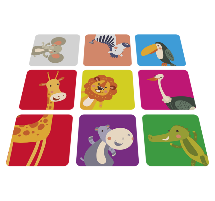 Vaikų vinilinė kilimėlė spalvotais gyvūnėliais - „Tenstickers“