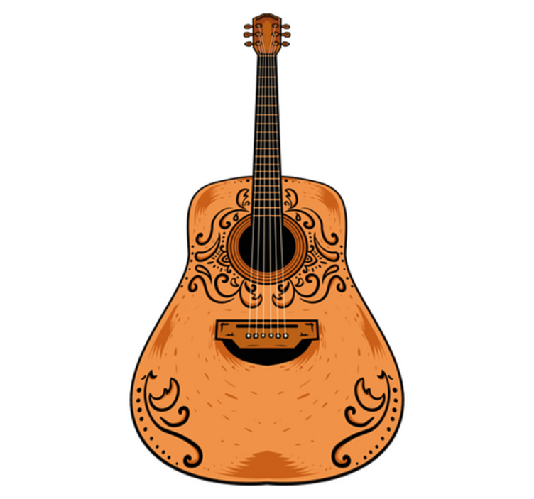 Vinilo kilimėlis miegamajam oranžinė gitara - „Tenstickers“